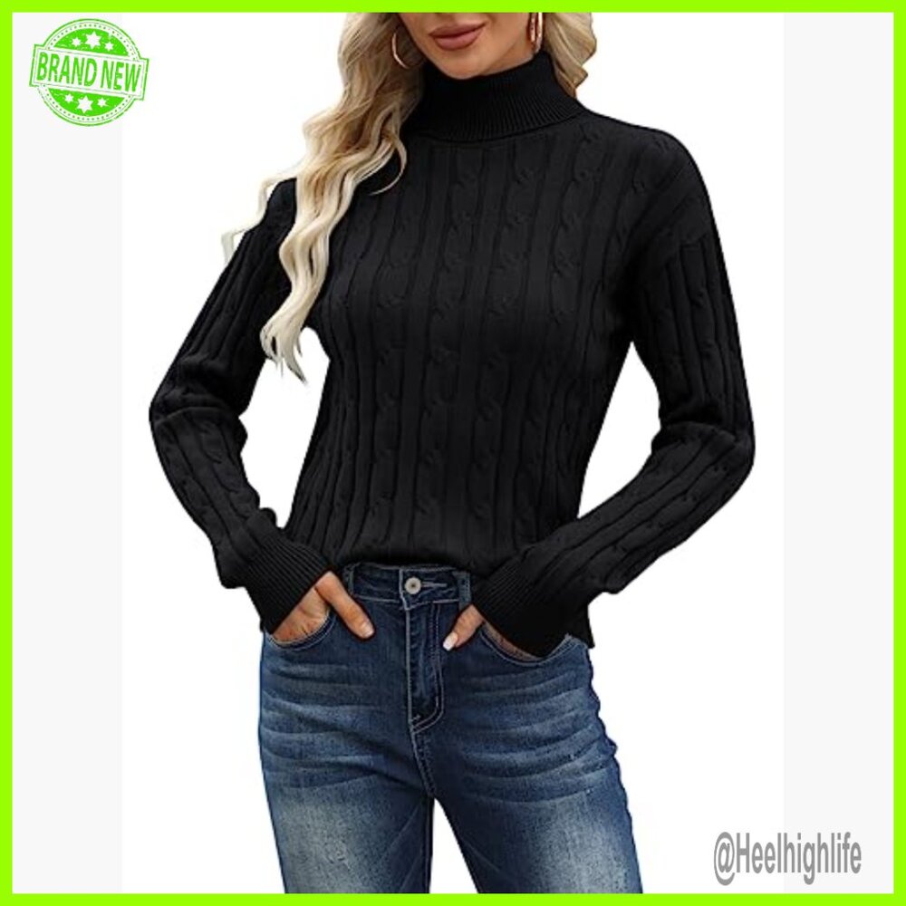 Classic Cable Knit Mockneck Pullover Sweater Ligh… - image 2